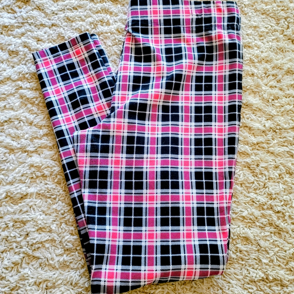 Cato - Pink and Black Plaid Stretch Pants